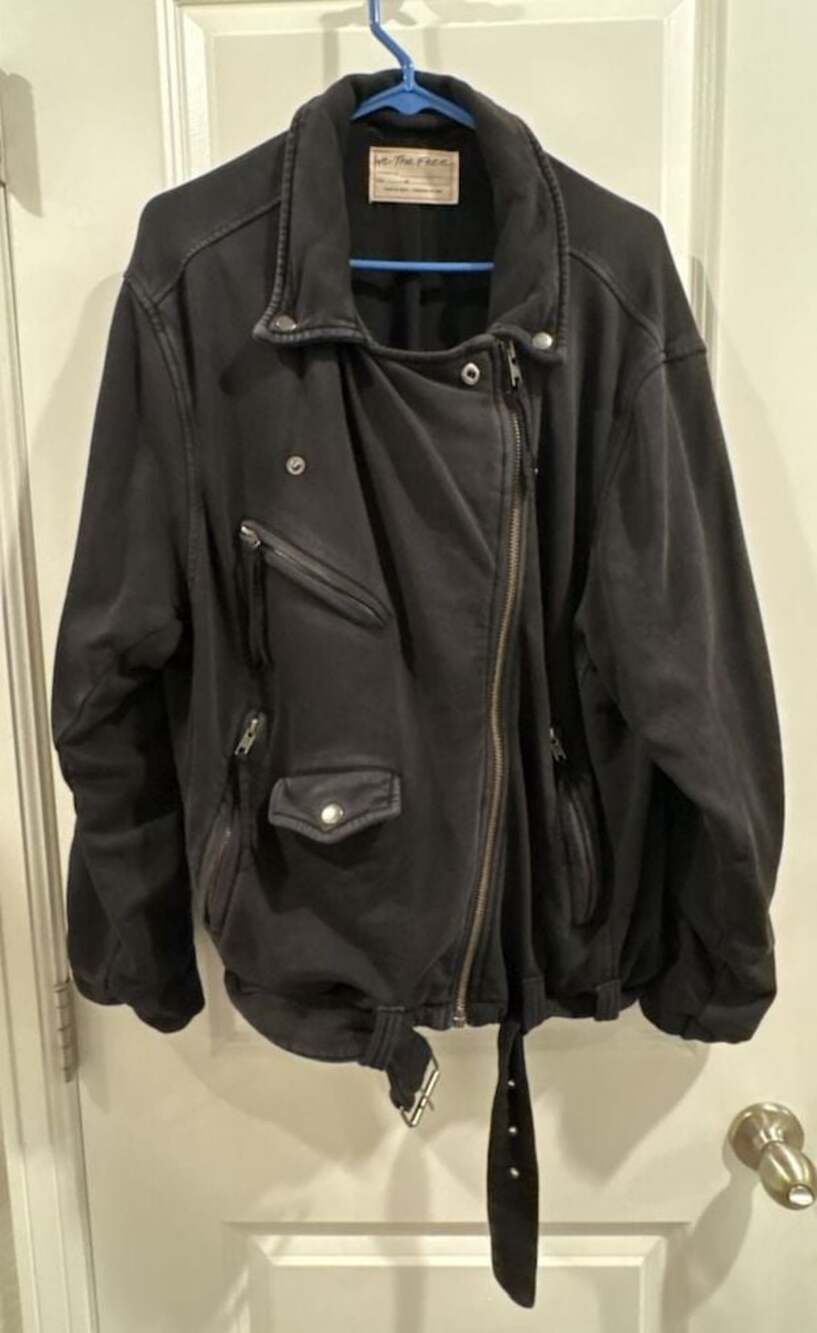 We The Free Asymmetrical Biker-Style Black Jacket - Picture 1 of 13